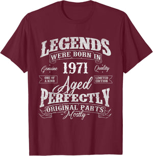 Legends Were Born In 1971 Year Of Birth Birthday T-Shirt - T-Shirt | Maroon