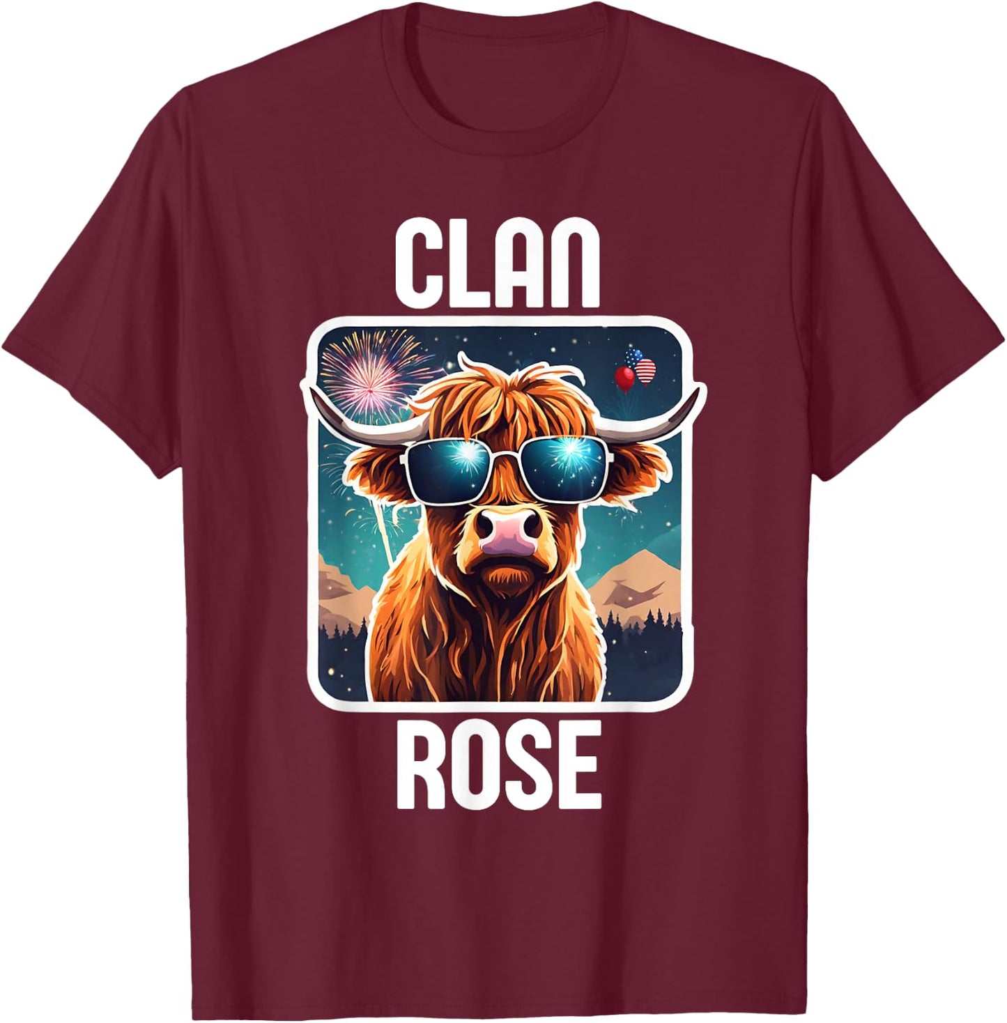 Rose Clan 4th July Scottish Family Name USA Party T-Shirt - T-Shirt | Maroon