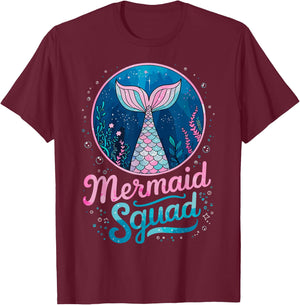 Mermaid Birthday Party Squad of The Mermaid T-Shirt - T-Shirt | Maroon