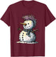 Punk Snowman with Mohawk Cut Winter Design T-Shirt - T-Shirt | Maroon