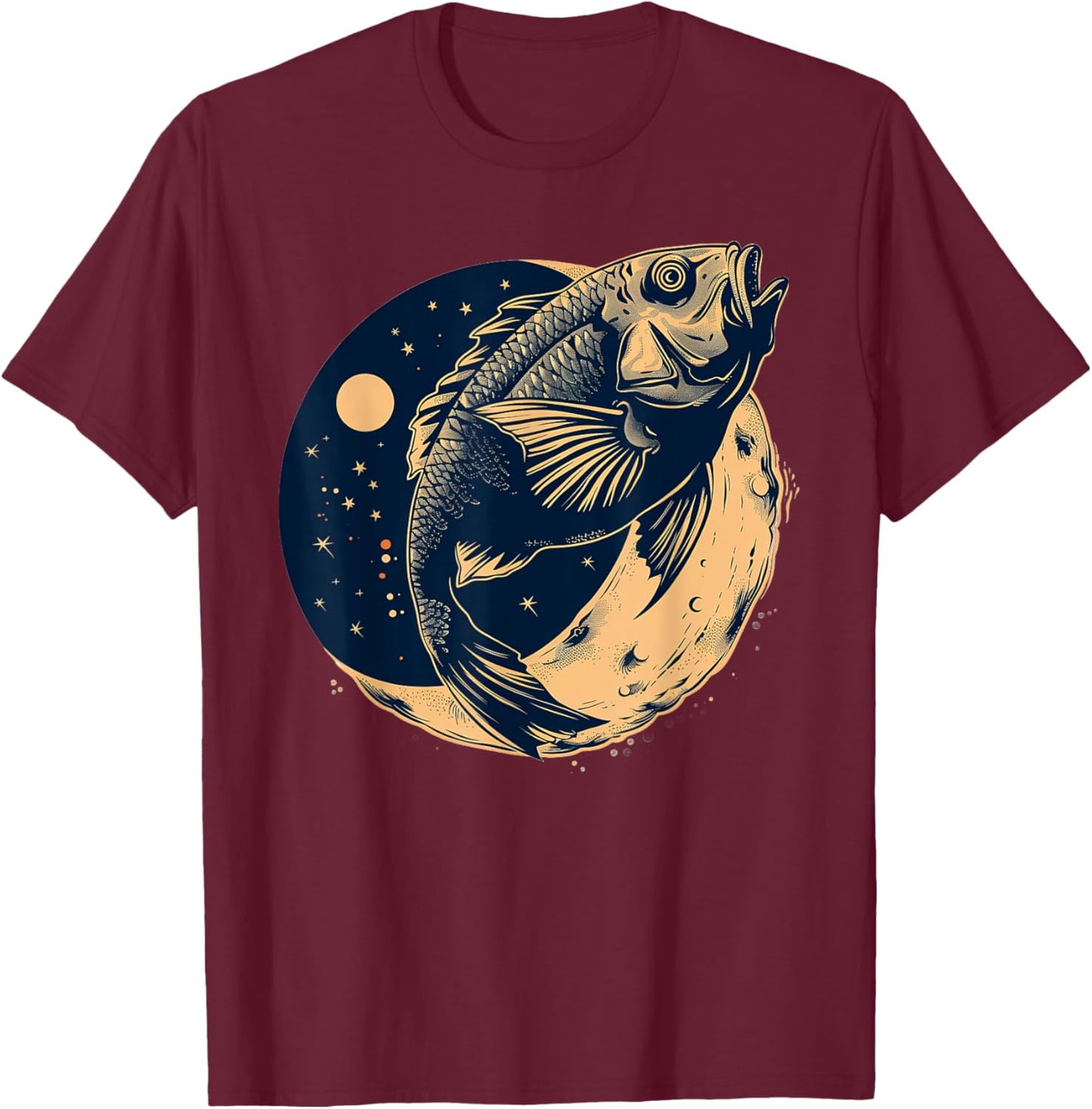 Oscar Fish On The Moon T-Shirt - T-Shirt | Maroon