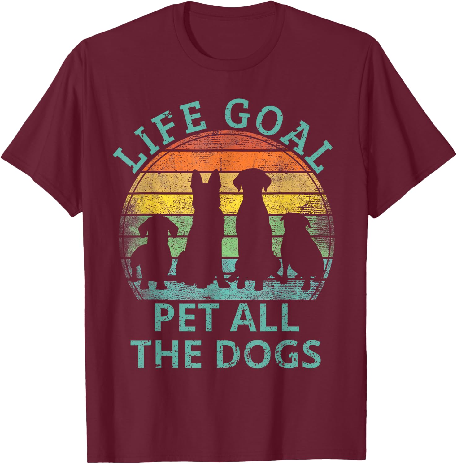 Life Goal Pet All The Dogs Shirt Kids Dog Lover T-Shirt - T-Shirt | Maroon