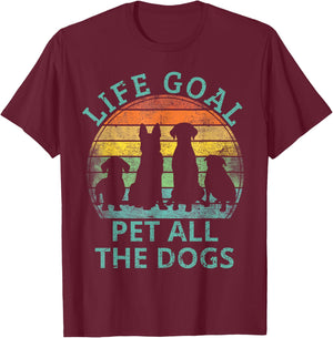 Life Goal Pet All The Dogs Shirt Kids Dog Lover T-Shirt - T-Shirt | Maroon