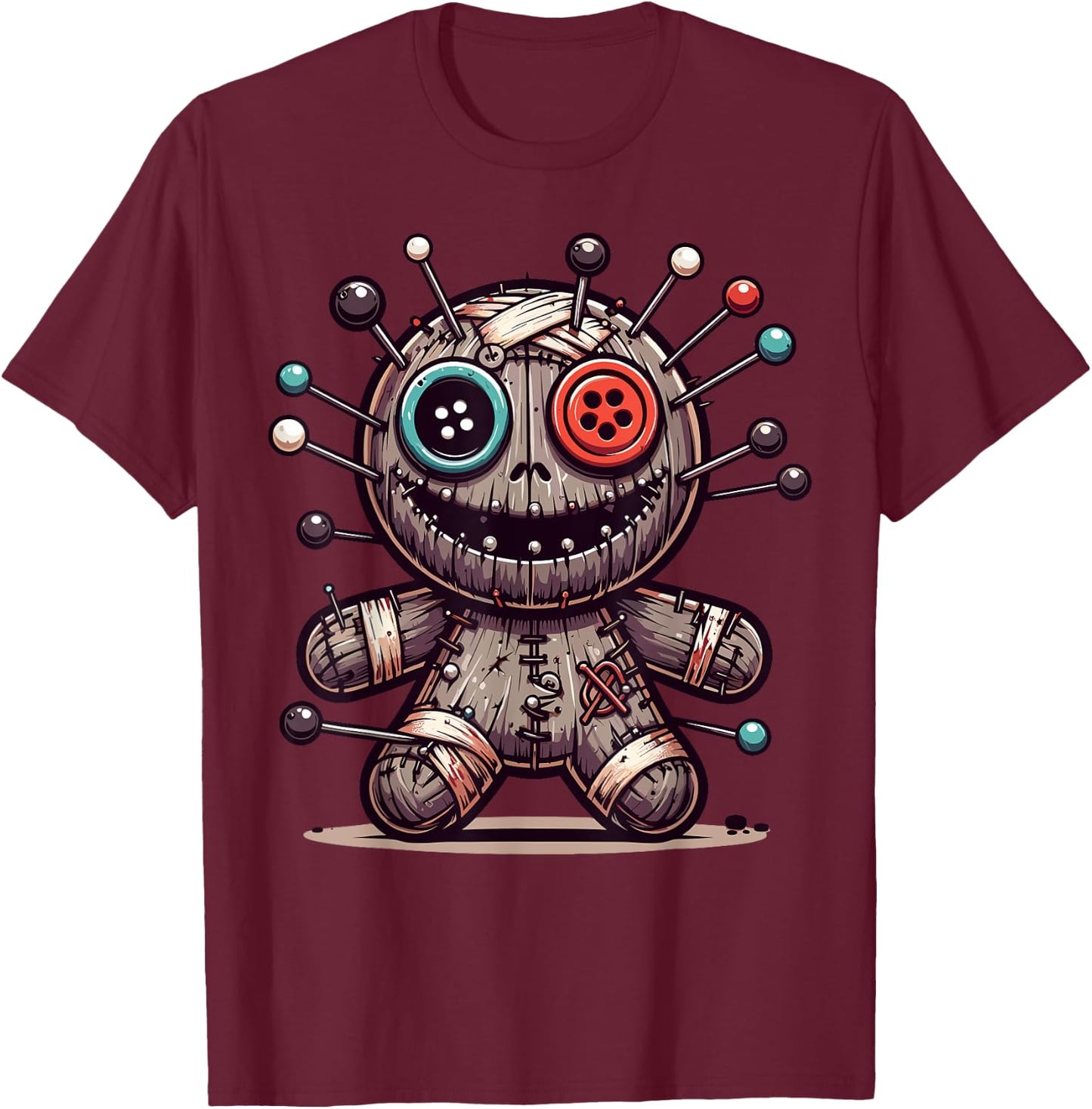 Voodoo Doll Halloween Creepy T-Shirt - T-Shirt | Maroon