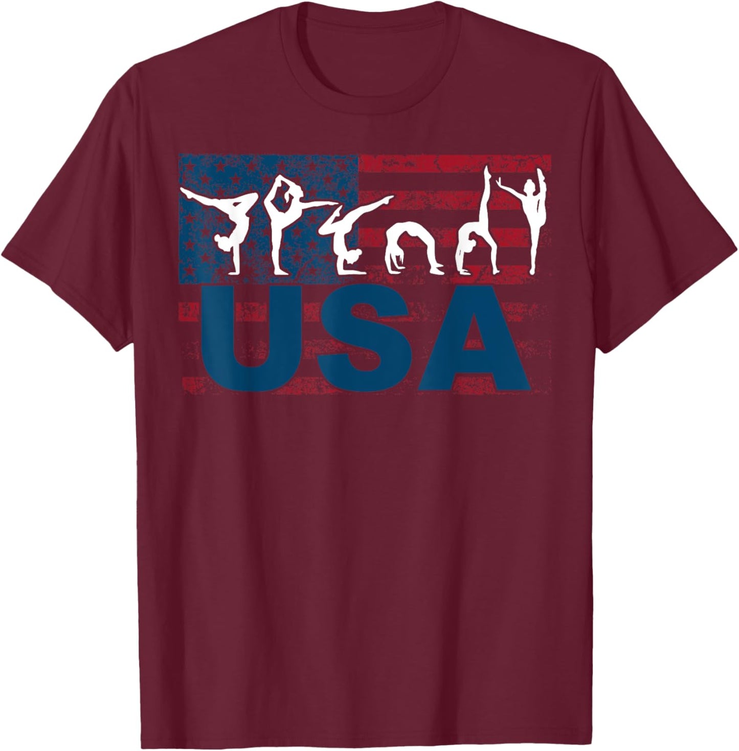 Cute Gymnastics Art For Girls Kids Women Tumbling Gymnast T-Shirt - T-Shirt | Maroon