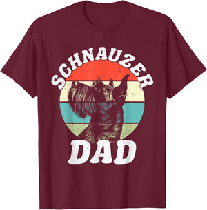 Schnauzer Dad Dog Funny Father's Day Vintage Pet Men Women Kids T-Shirt - T-Shirt | Maroon