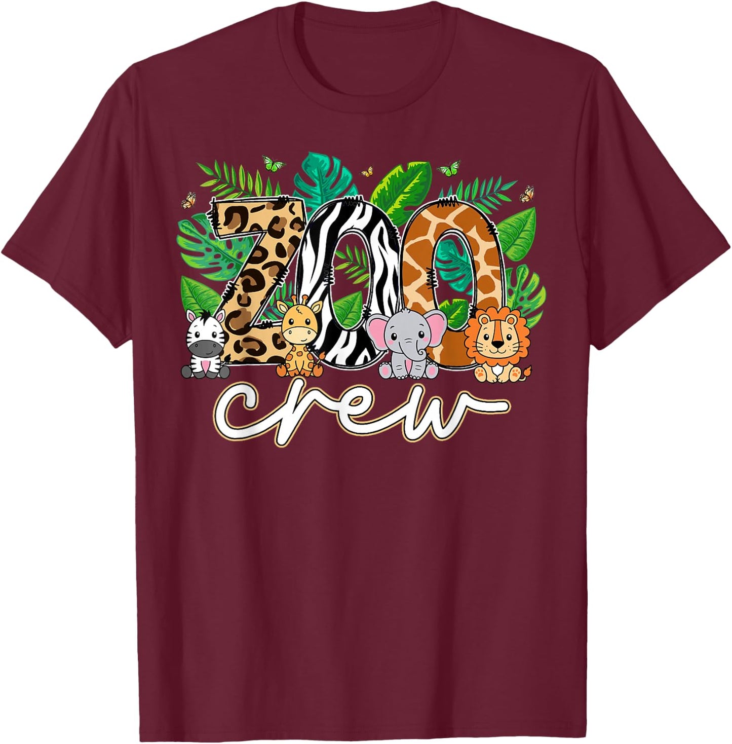 Zoo Crew Wildlife Animal Zoologist Safari Jungle Animals T-Shirt - T-Shirt | Maroon