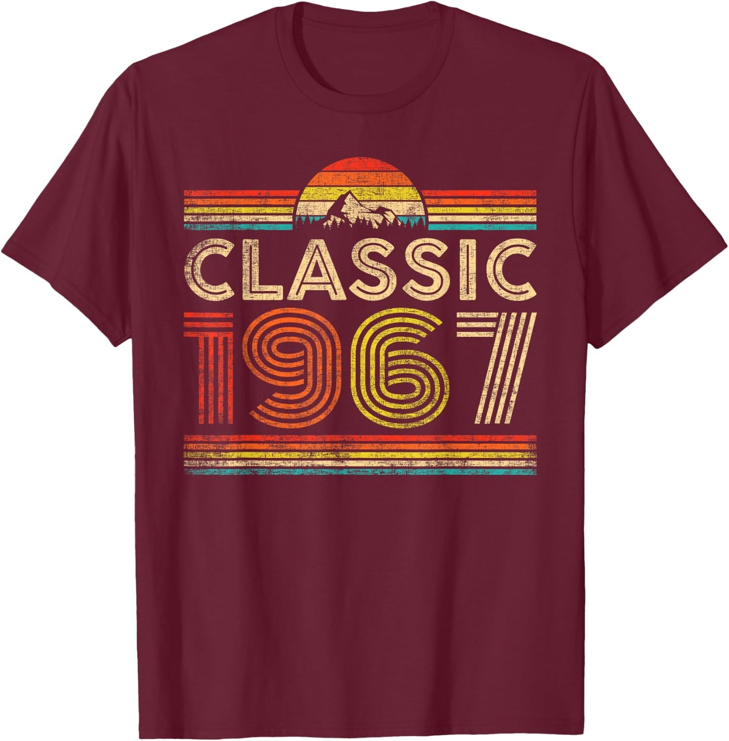 Classic 1967 Vintage 1967 Classic Year Men Women Birthday T-Shirt - T-Shirt | Maroon