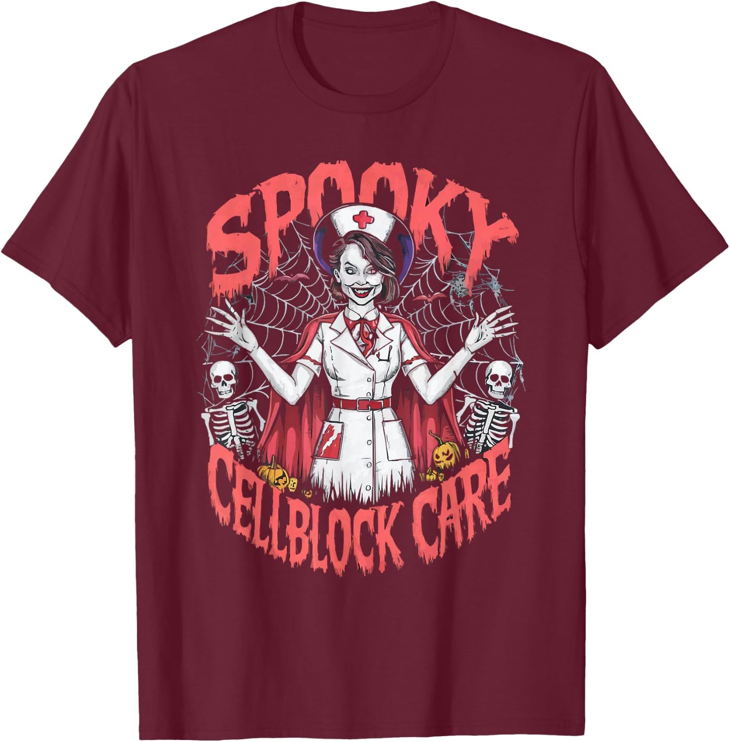 Correctional Nurse Halloween Spooky Nursing Trick Or Treat T-Shirt - T-Shirt | Maroon