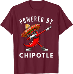 Dabbing Chili Pepper Sunglasses Powered By Chipotle T-Shirt - T-Shirt | Maroon