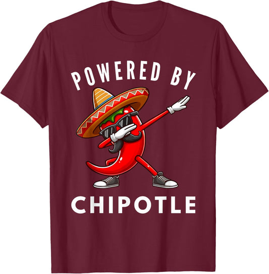 Dabbing Chili Pepper Sunglasses Powered By Chipotle T-Shirt - T-Shirt | Maroon