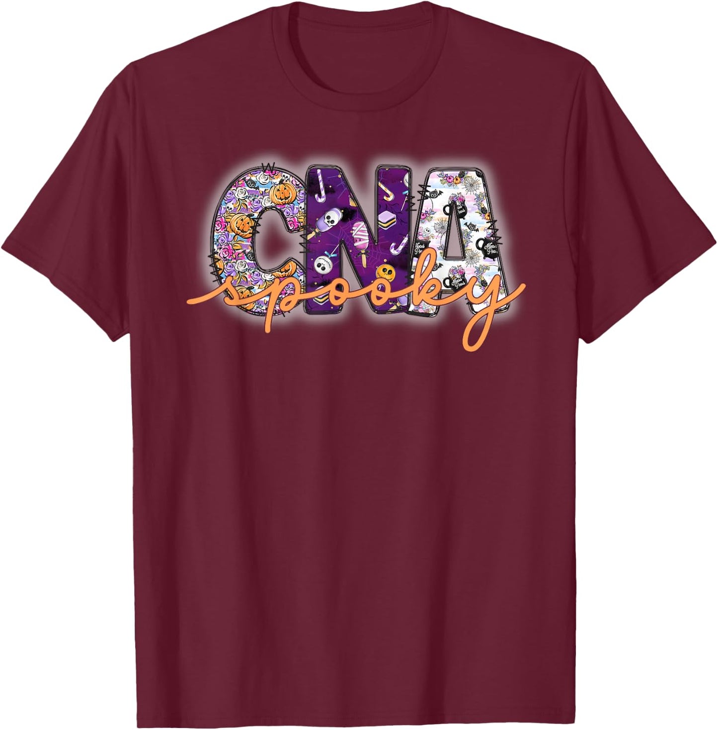 Spooky CNA, Cute Halloween Certified Nursing Assistant T-Shirt - T-Shirt | Maroon