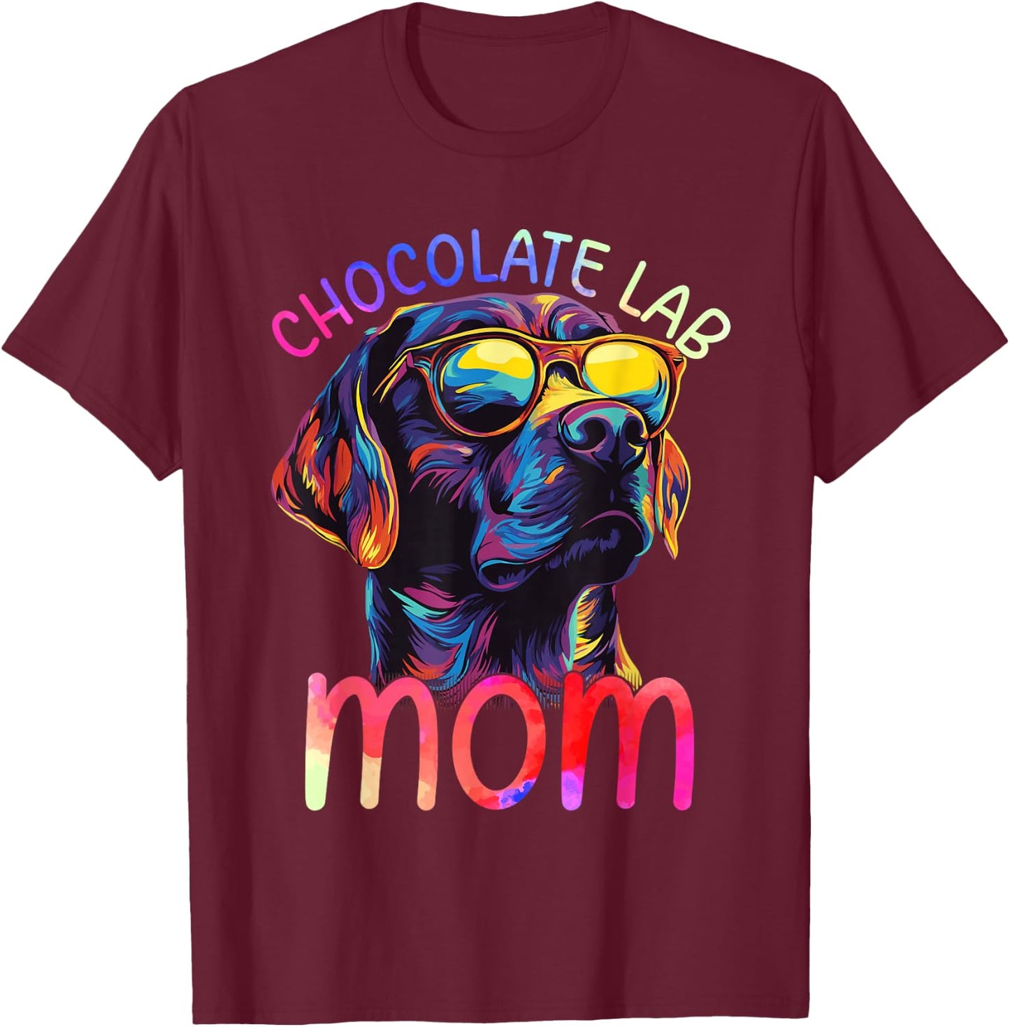 Chocolate Labrador Mom Colorful Pop Art Chocolate Lab T-Shirt - T-Shirt | Maroon