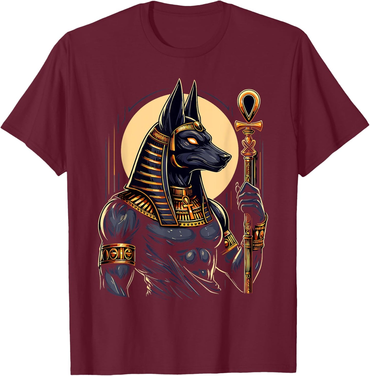 Anubis Ancient Egyptian Hieroglyphics Egypt Pharaoh Anpu T-Shirt - T-Shirt | Maroon