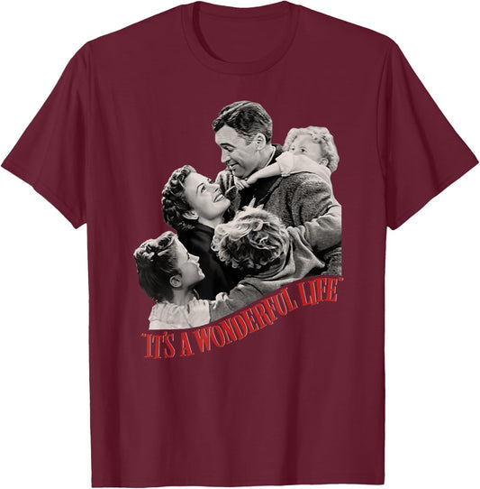 Vintage Christmas Classic It's a Wonderful Life T-Shirt - T-Shirt | Maroon