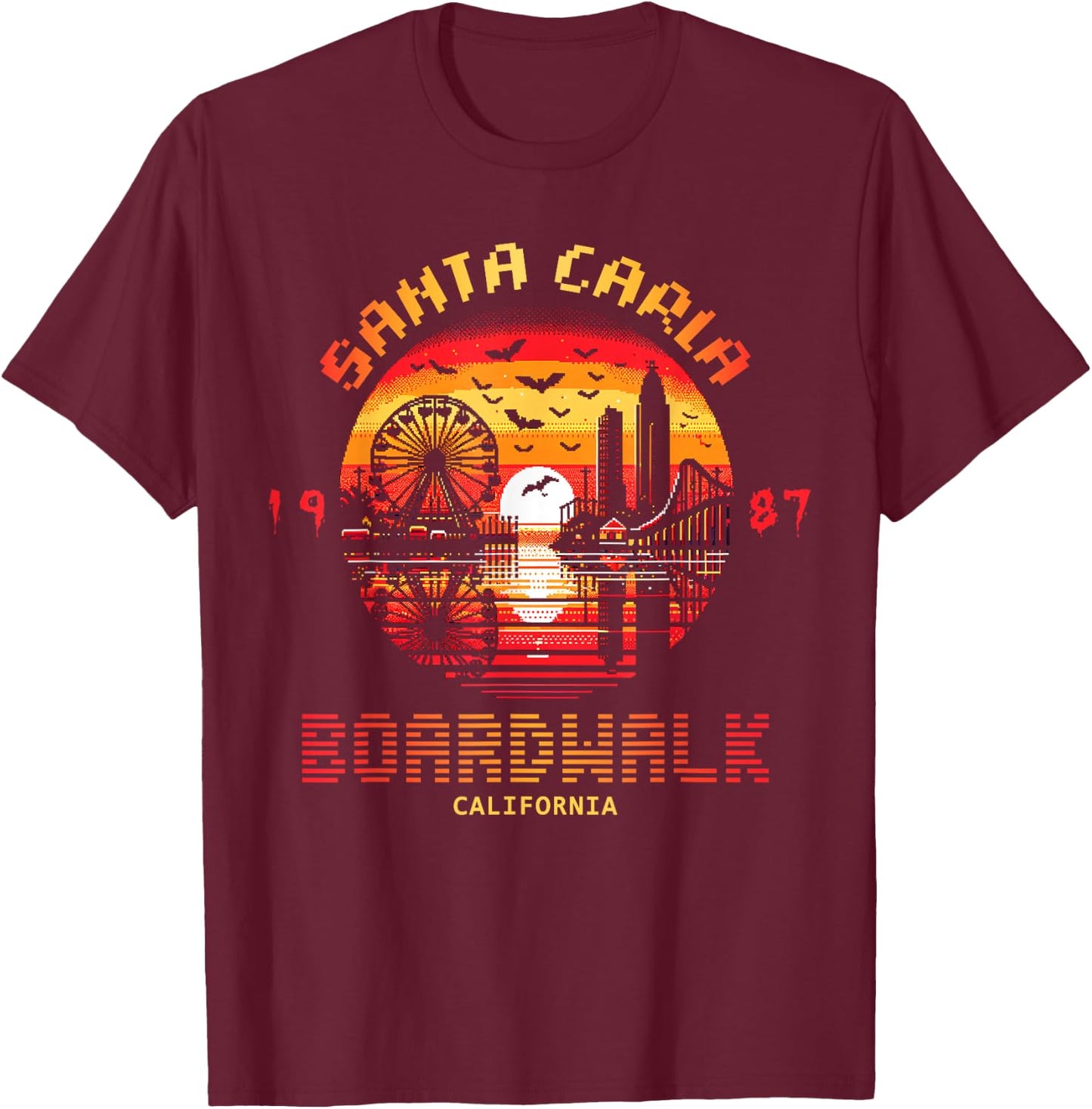 Graphic Santa Vintage Movie Carla Funny Apparel Boardwalk T-Shirt - T-Shirt | Maroon