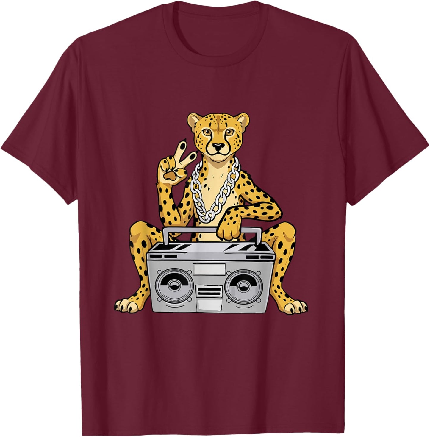 Cheetah Lover Hip Hop Kids Music Boys Cheetah T-Shirt - T-Shirt | Maroon