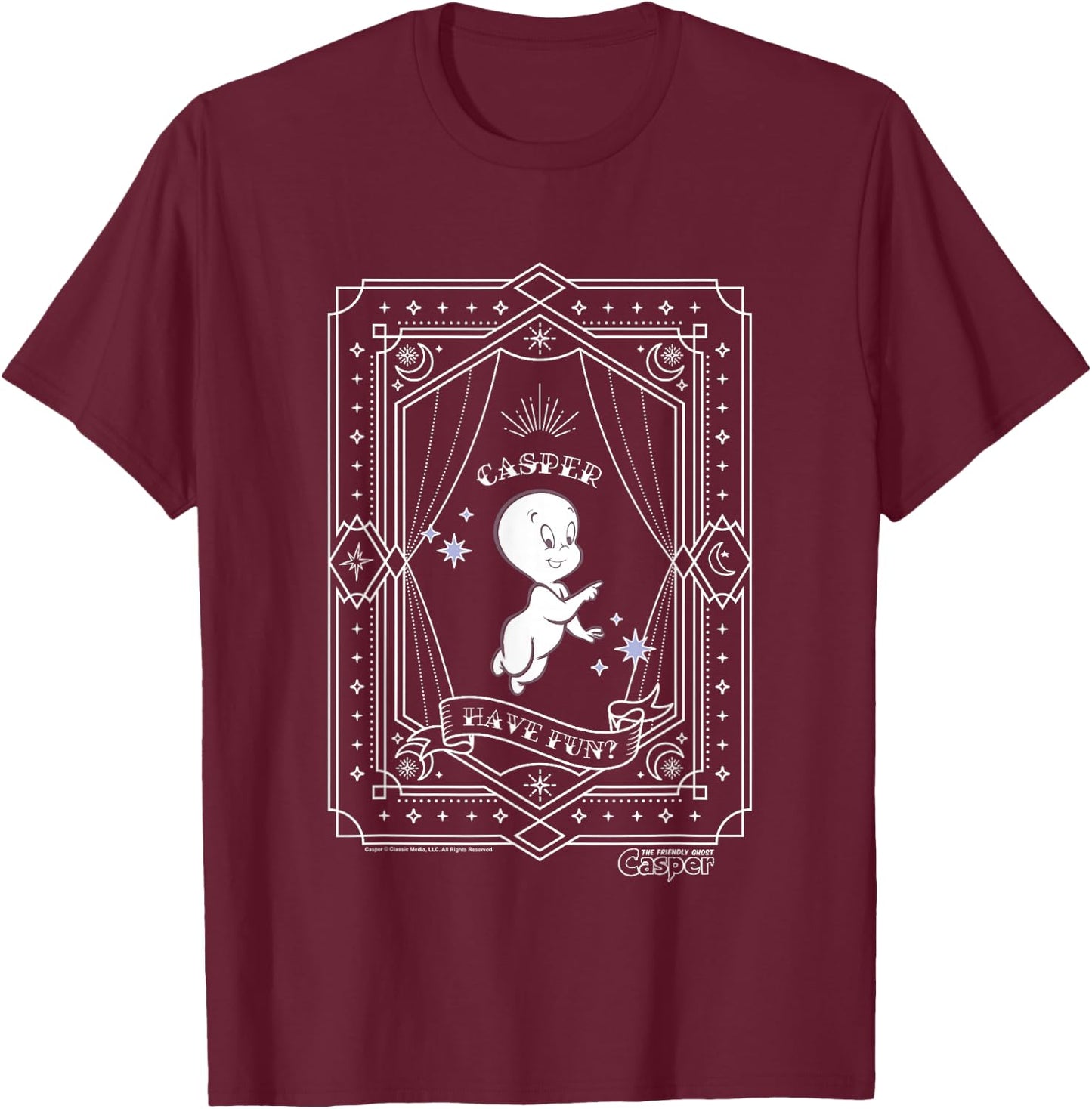 Casper The Friendly Ghost Have Fun? Casper Tarot Card Frame T-Shirt - T-Shirt | Maroon