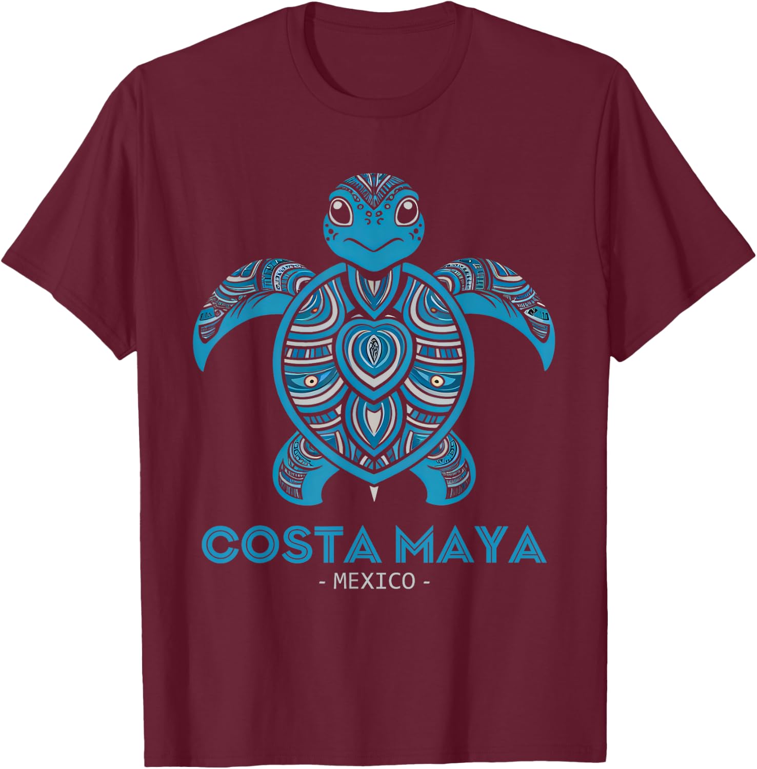Costa Maya Mexico Sea Turtle T-Shirt - T-Shirt | Maroon