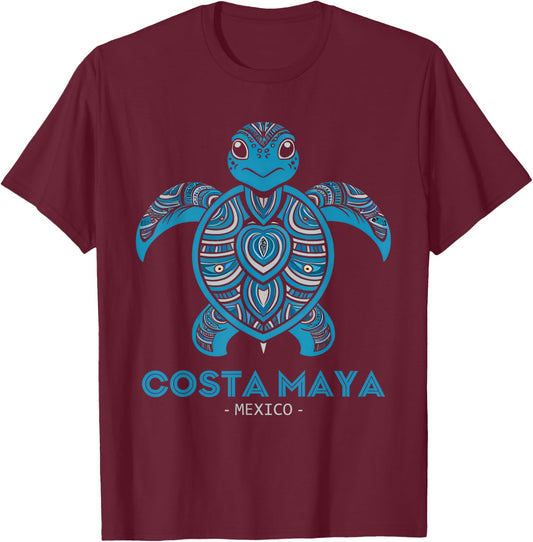 Costa Maya Mexico Sea Turtle T-Shirt - T-Shirt | Maroon