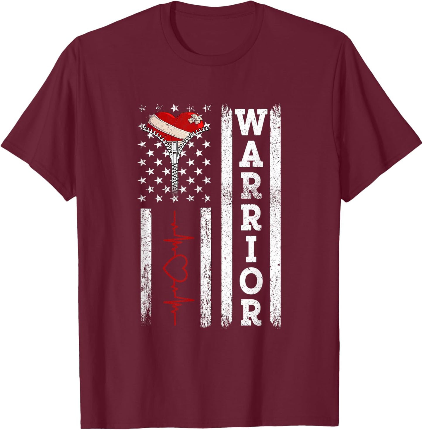 Open Heart Surgery Warrior Gift Heart Patients Survivor T-Shirt - T-Shirt | Maroon