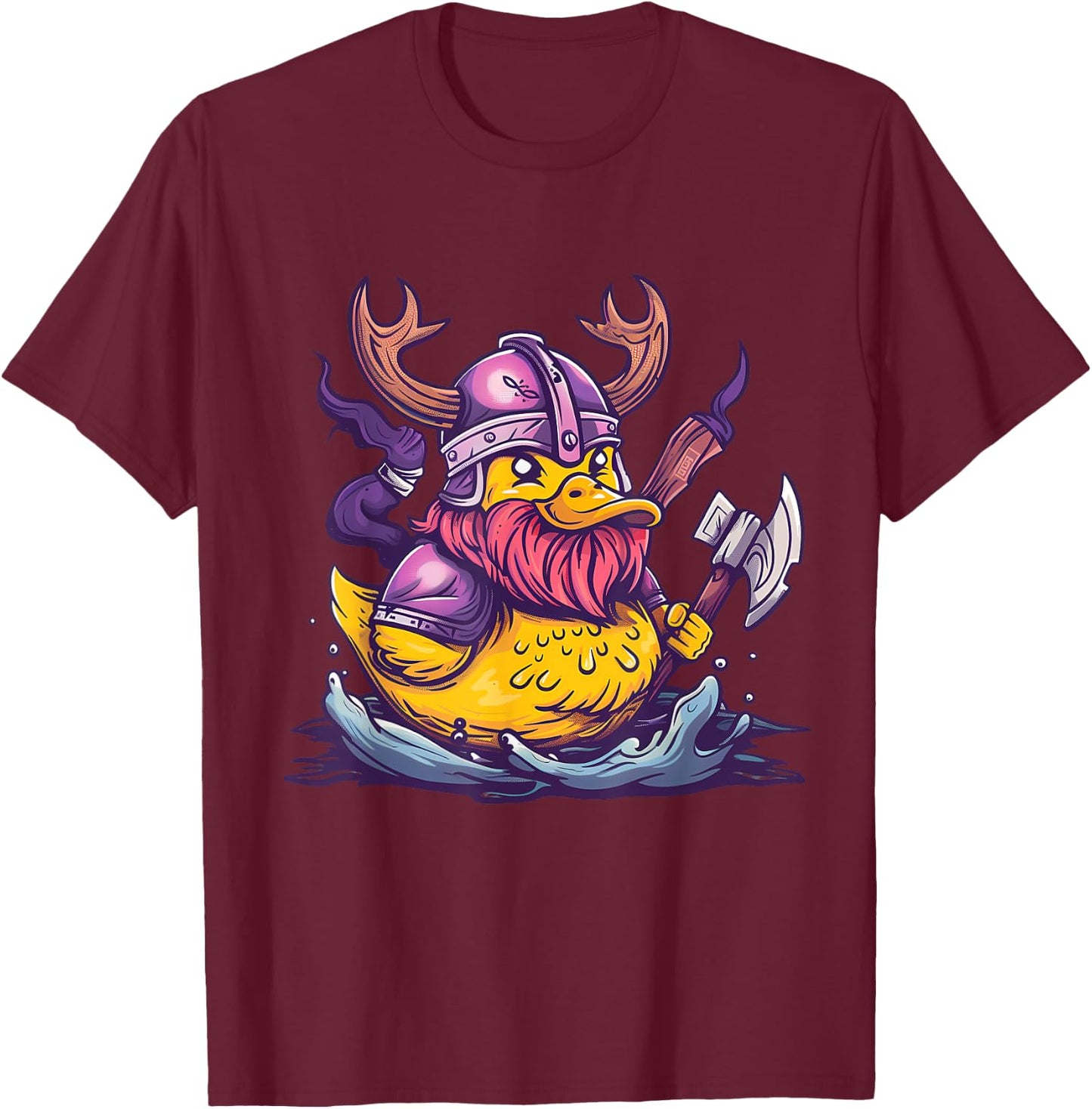 Rubber Duck Rubber Duckling Viking Duck Viking Helmet T-Shirt - T-Shirt | Maroon