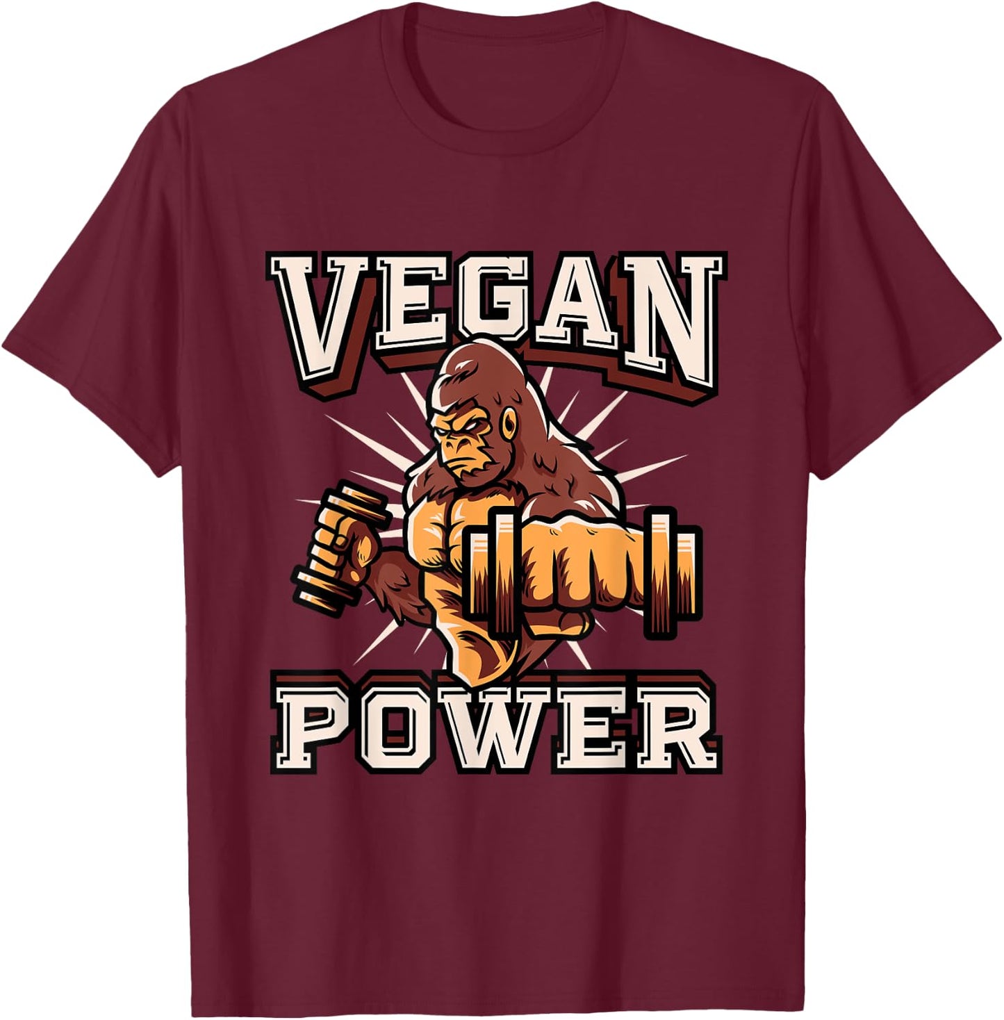 Vegan Power - Vegan & Vegetarian Workout T-Shirt - T-Shirt | Maroon