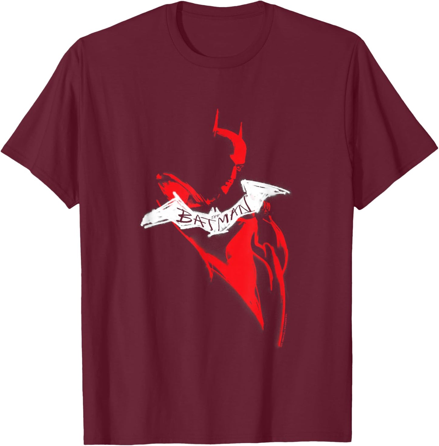 The Batman Hand Drawn Silhouette T-Shirt - T-Shirt | Maroon