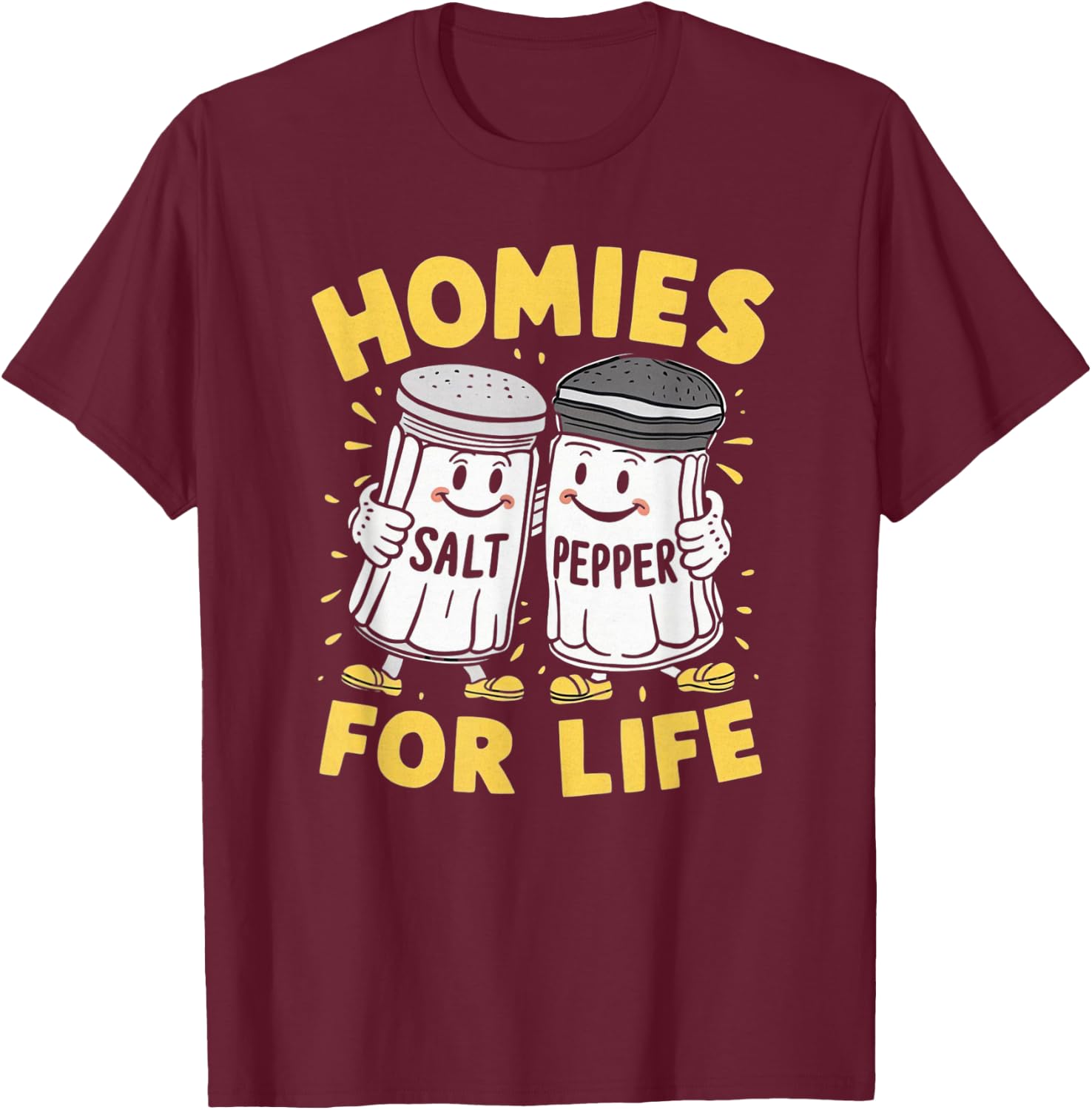 Homies For Life Salt And Pepper T-Shirt - T-Shirt | Maroon