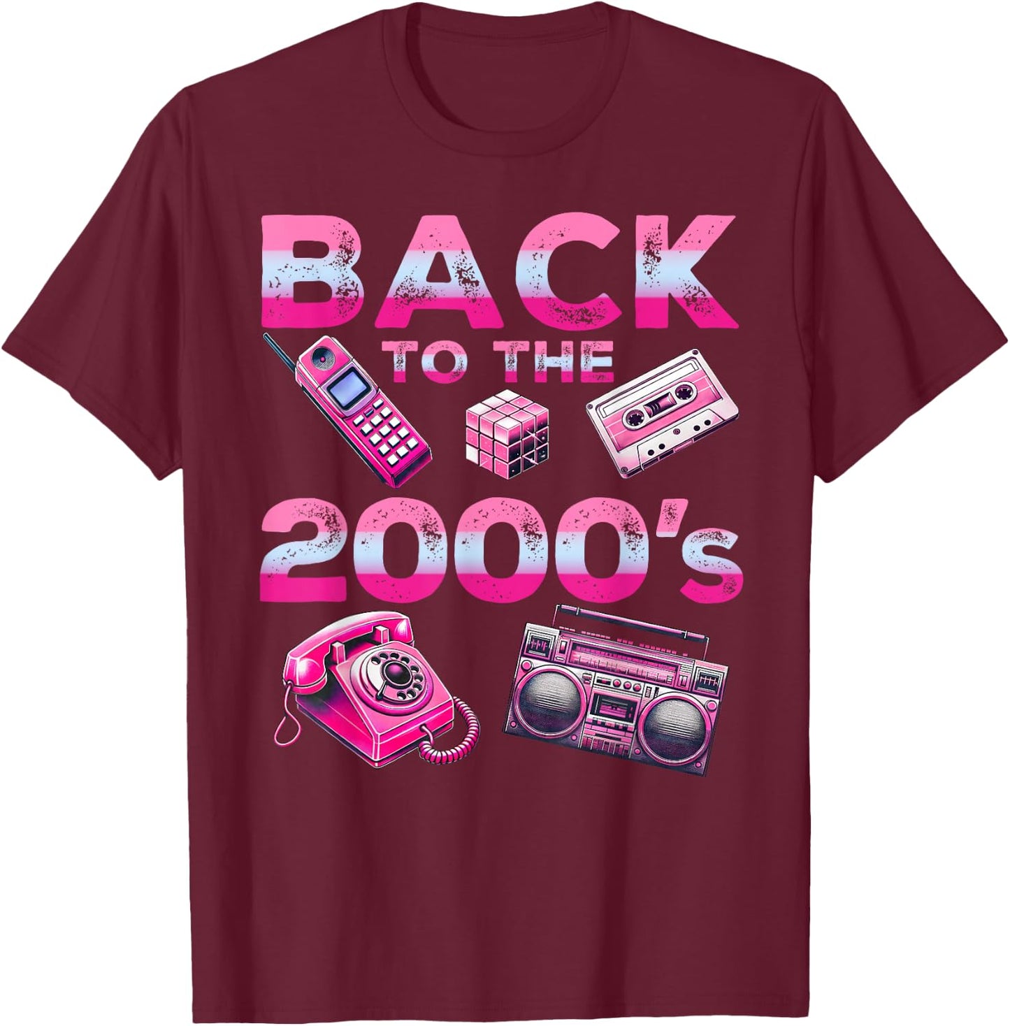 Back To 2000's 2000s Vintage Style 2000s Retro Party T-Shirt - T-Shirt | Maroon