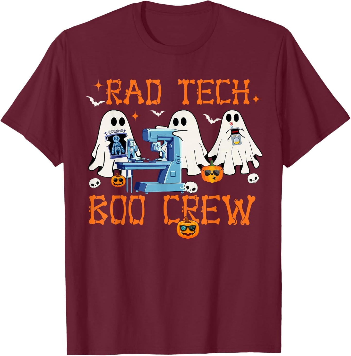 Radiology Department Rad Tech Boo Crew Halloween Costumes T-Shirt - T-Shirt | Maroon