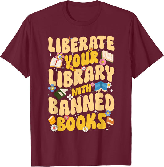 Banned Books Bookworm Read Banned Books Week T-Shirt - T-Shirt | Maroon