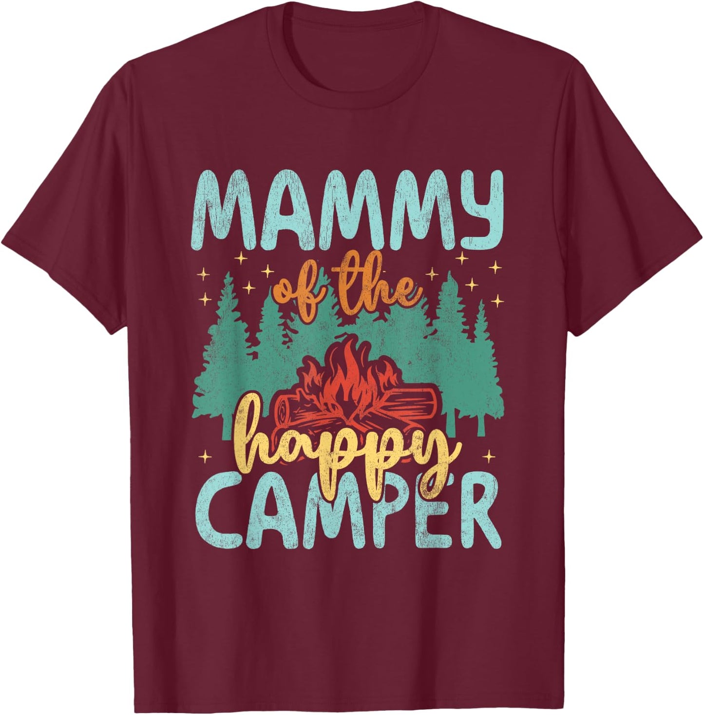 Mammy of Happy Camper 1st Birthday Party Retro Mammy T-Shirt - T-Shirt | Maroon