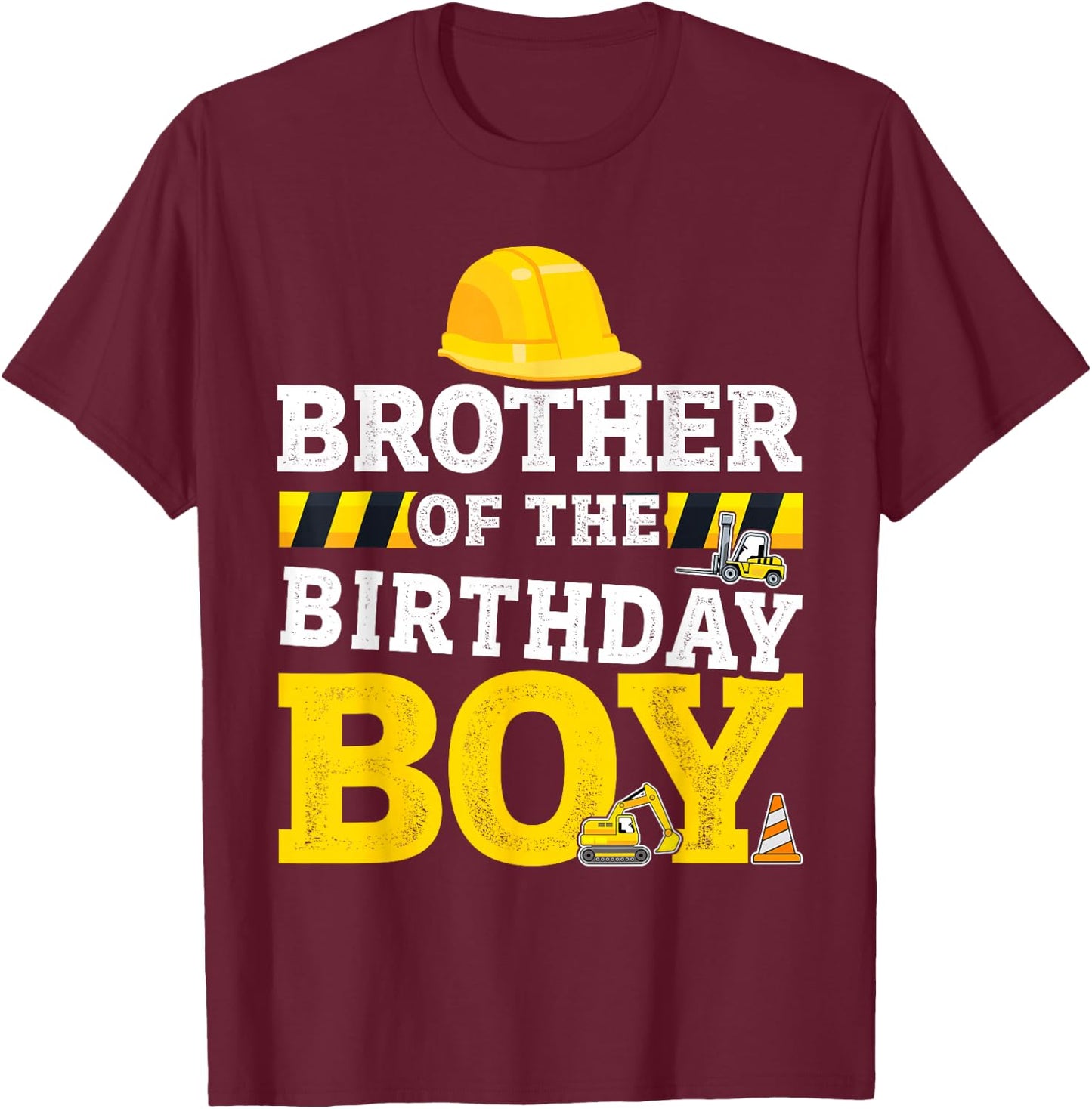 Brother of birthday boy matching family construction party T-Shirt - T-Shirt | Maroon
