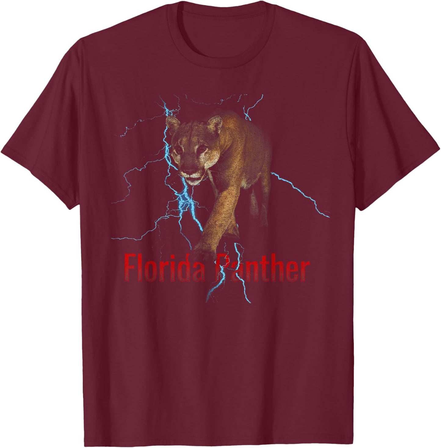 Florida Panther Lighting Endangered Florida Animal T-Shirt - T-Shirt | Maroon