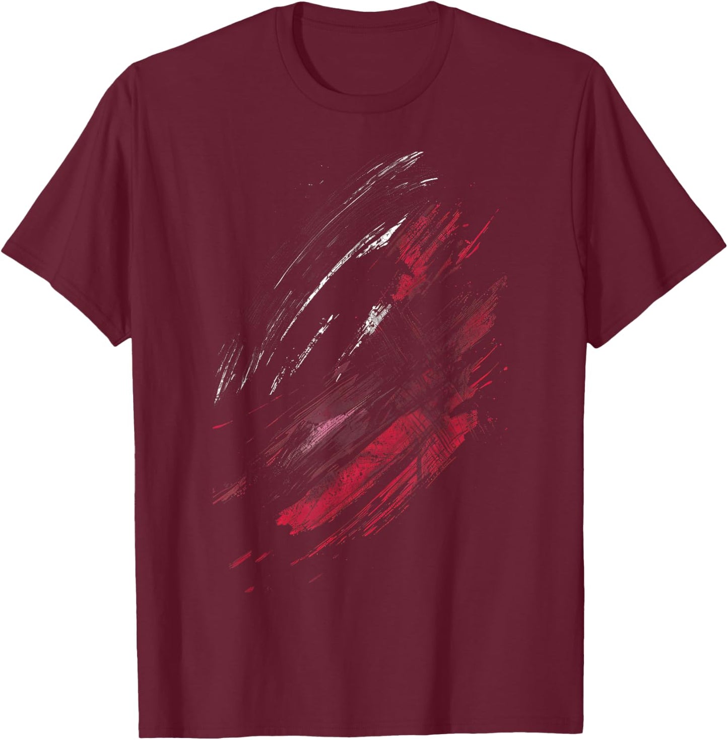 Black And Red Dynamic Brush Strokes T-Shirt - T-Shirt | Maroon