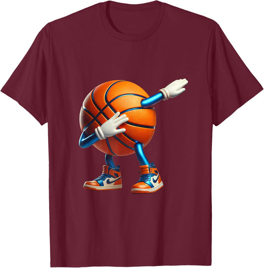Dabbing Basketball Ball Funny Boys Men Women Sports Player T-Shirt - T-Shirt | Maroon