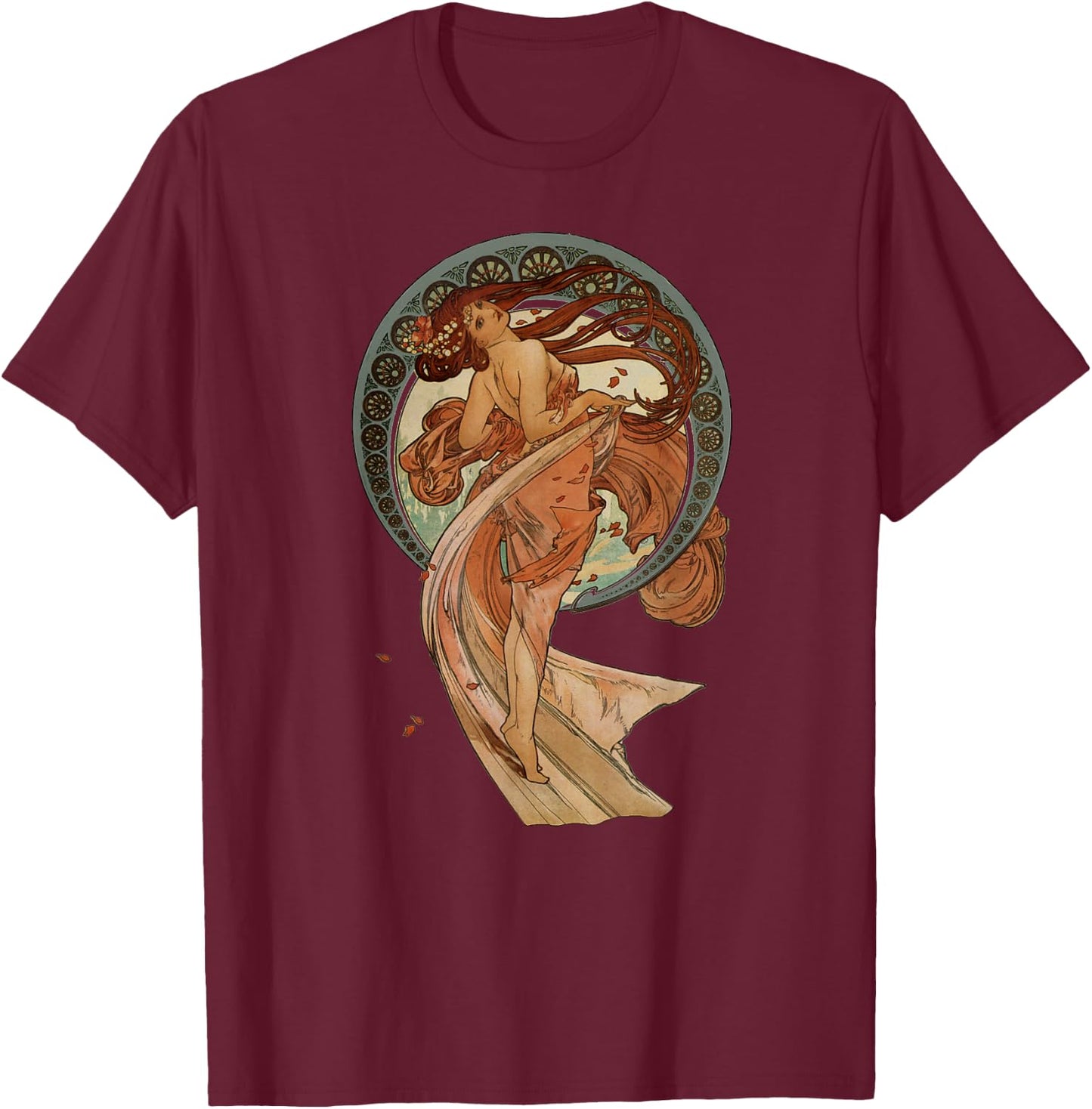Vintage Art Nouveau The Arts Dance Mucha Design Shirt T-Shirt - T-Shirt | Maroon