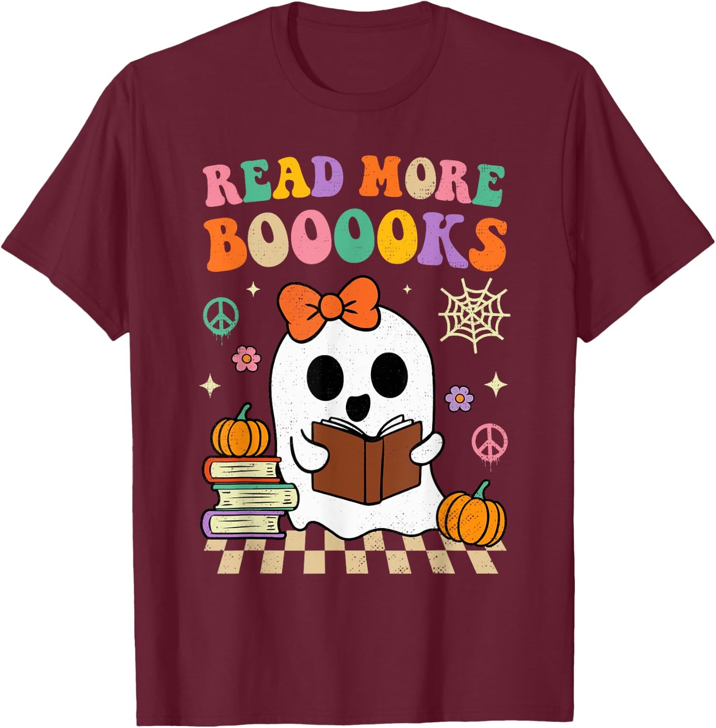 Groovy Read More Books Halloween Costume Girls Kids Toddler T-Shirt - T-Shirt | Maroon