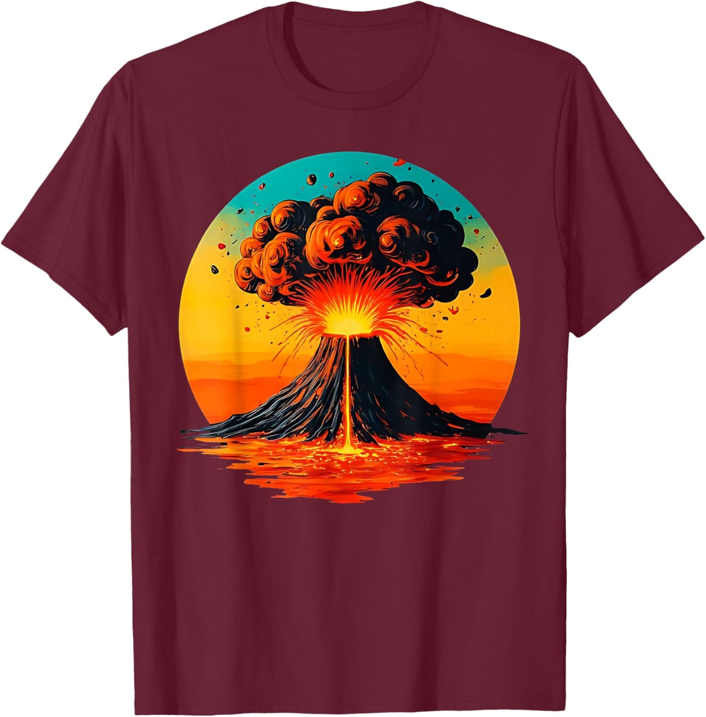 Cool erupting volcano costume for Boys and Girls Women Men T-Shirt - T-Shirt | Maroon