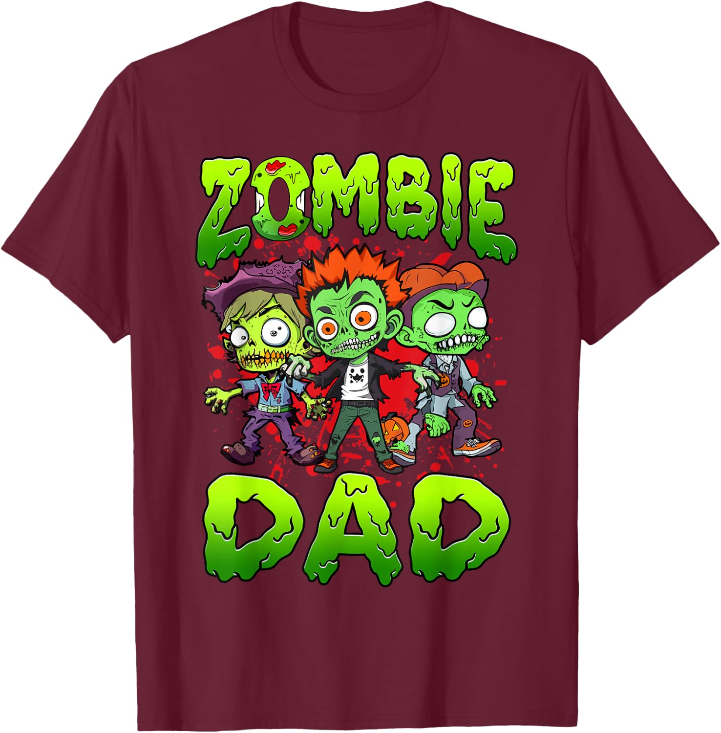Zombie Dad Halloween Costume Family Matching T-Shirt - T-Shirt | Maroon