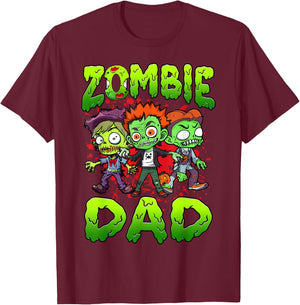 Zombie Dad Halloween Costume Family Matching T-Shirt - T-Shirt | Maroon
