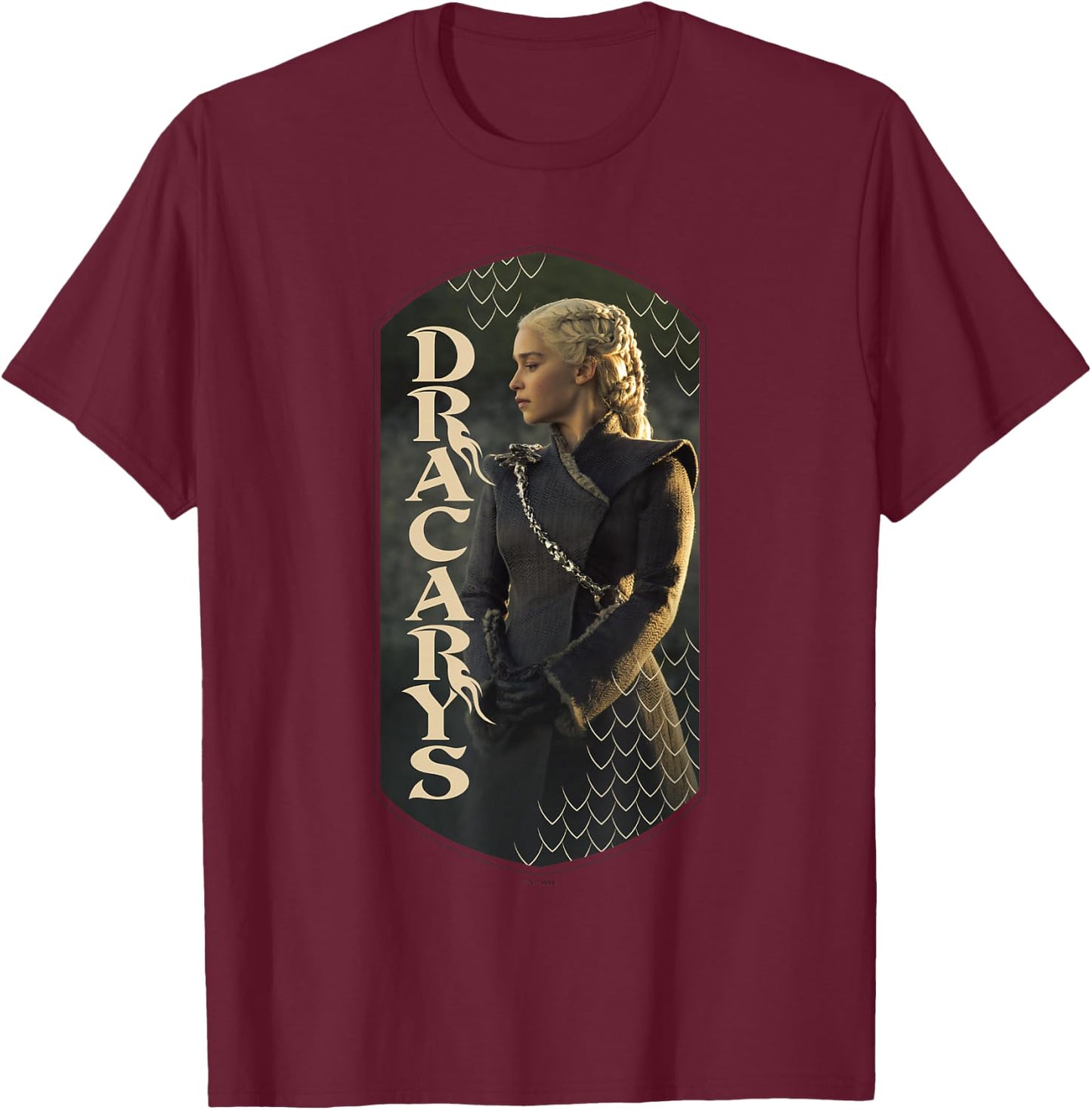 Game Of Thrones Dracarys Daenerys Targaryen Vignette Panel , Small, Black T-Shirt - T-Shirt | Maroon