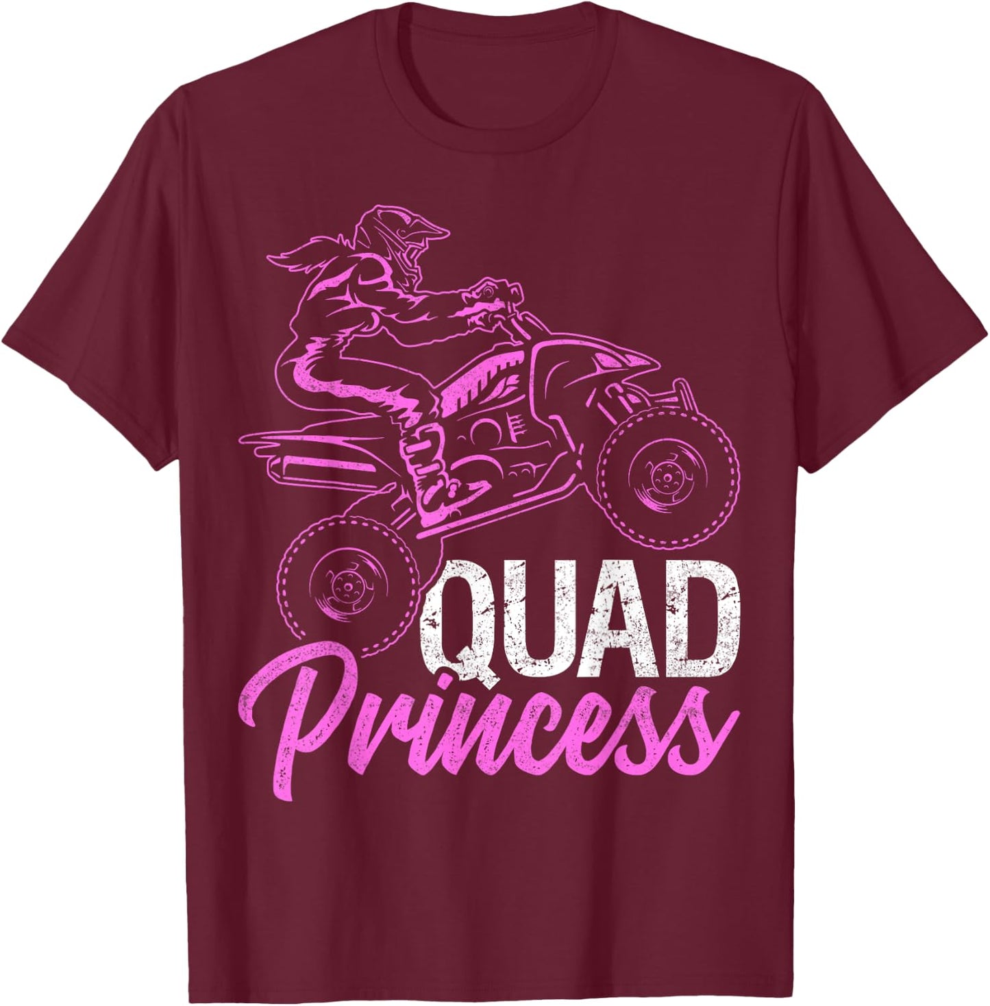 ATV 4 Wheeler Quad Princess Quad Offroad Mud MX Girls Gift T-Shirt - T-Shirt | Maroon