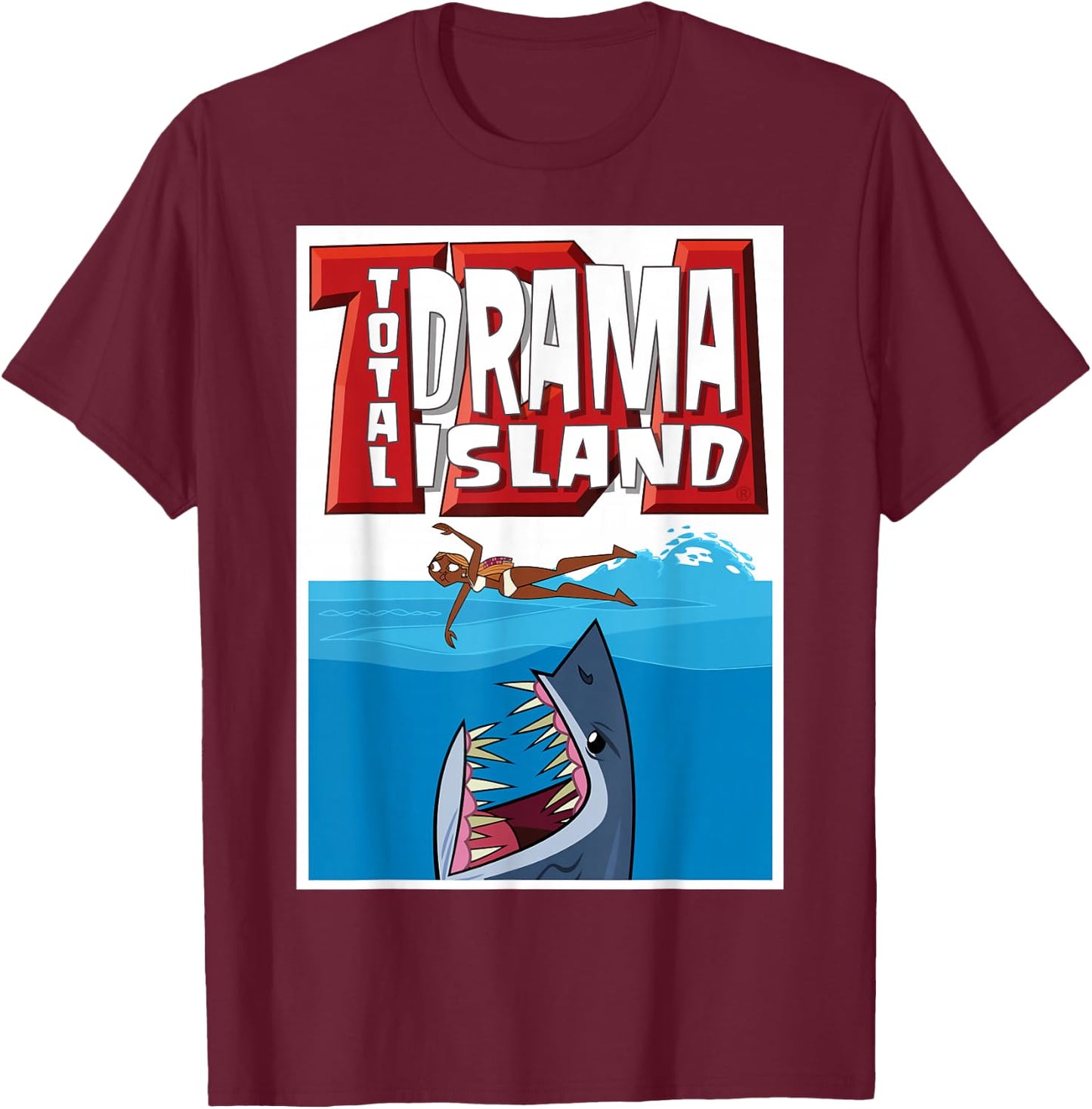Total Drama Island Shark Logo T-Shirt - T-Shirt | Maroon