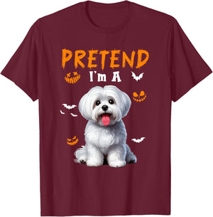 Pretend I'm A Maltese Halloween Costume Owner Kids Family T-Shirt - T-Shirt | Maroon