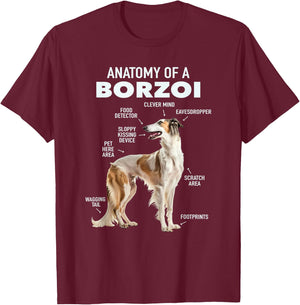 Anatomy Of A Borzoi T-Shirt - T-Shirt | Maroon
