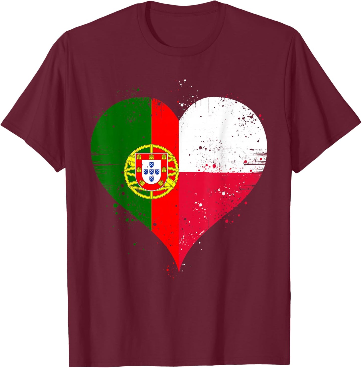 Polish Portuguese Pride A Cool Vintage Poland Portugal Flag T-Shirt - T-Shirt | Maroon