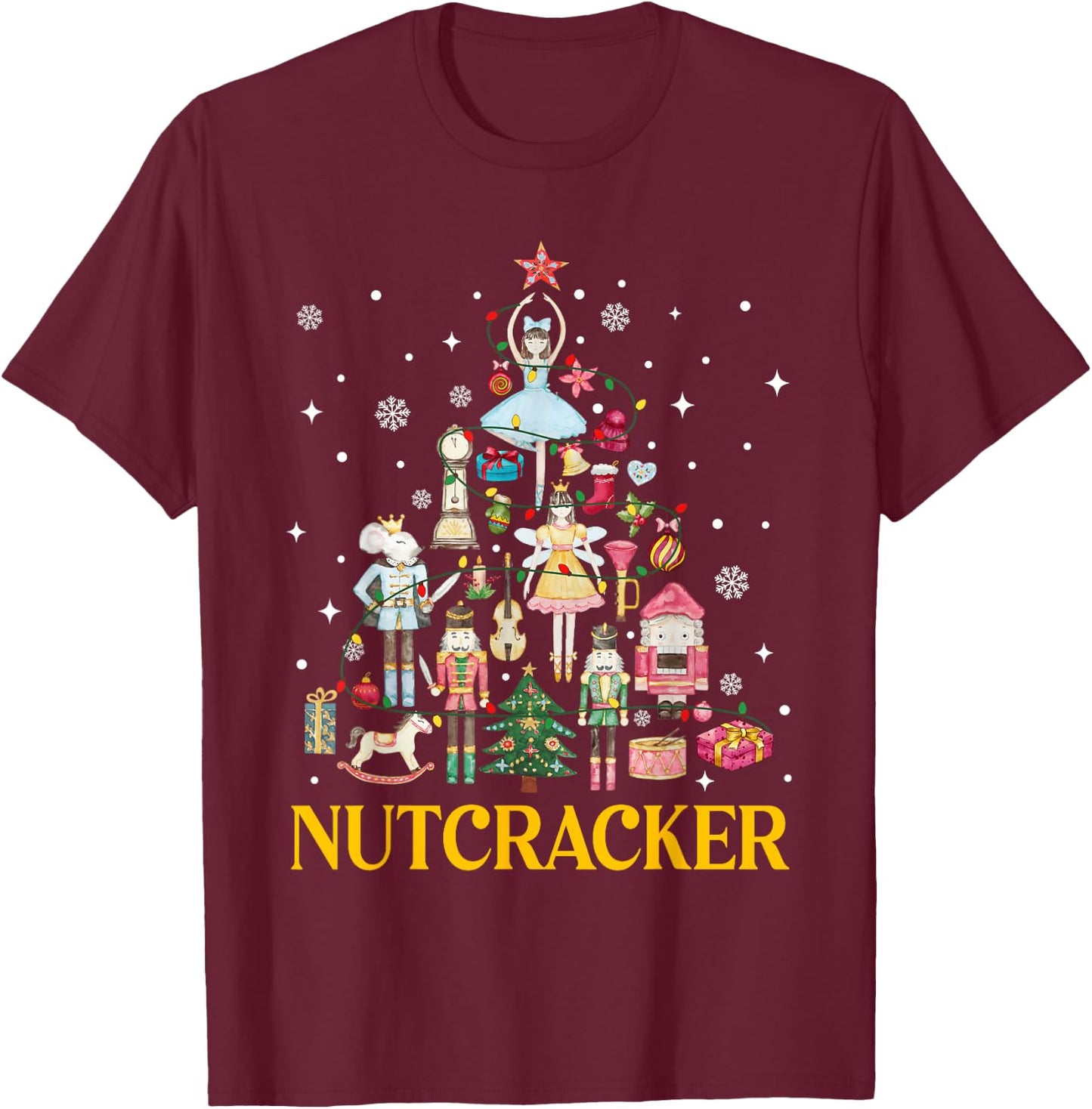 Christmas Nutcracker Squad Ballet Dance Women Kid Girls Xmas T-Shirt - T-Shirt | Maroon