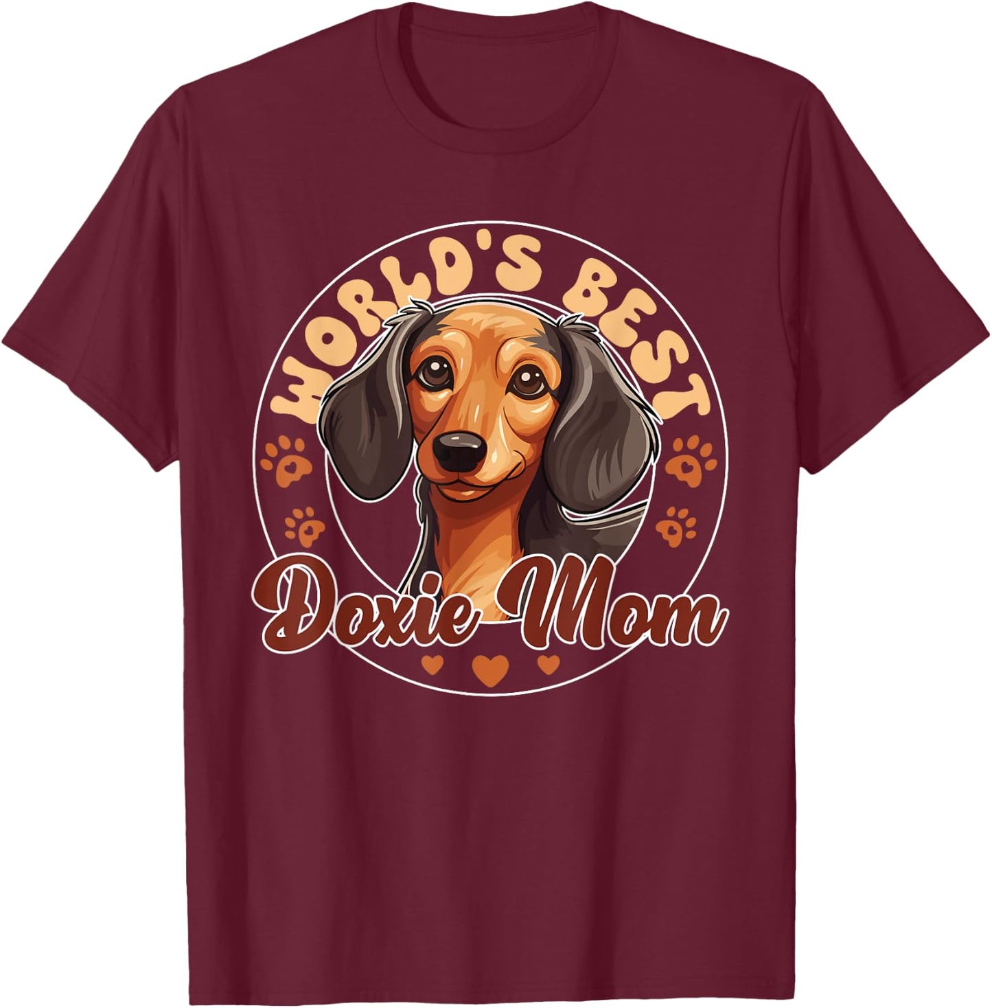 Dachshund Dog World's Best Doxie Mom Men Women Kids T-Shirt - T-Shirt | Maroon